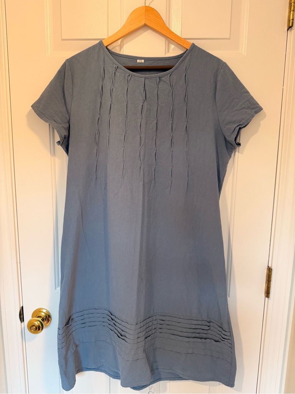 Women's Blue Short-Sleeve Shift Dress